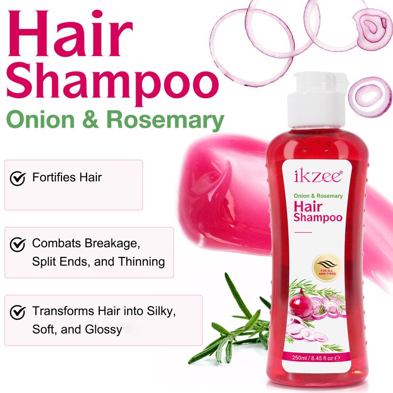 Ikzee Onion Biotin and Rosemary Shampoo & Treatment Set for Stronger, Thicker, and Longer Hair - Soft and Shine, Hair Loss and Thinning Hair (250 ml   8.45 fl oz)