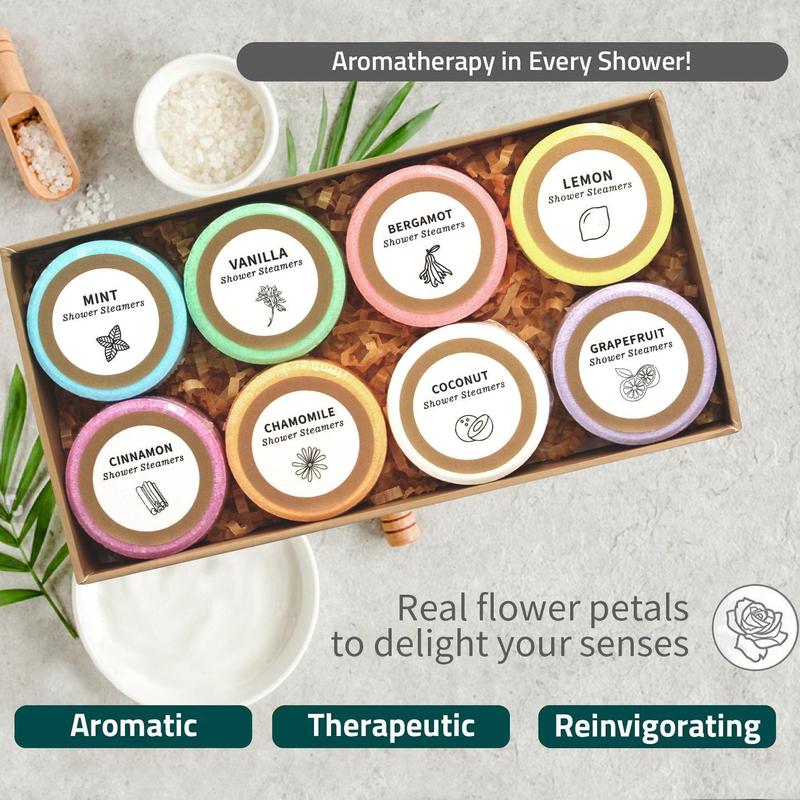 Shower Steamers for Christmas Gift, 8 Scents Shower Steamers for Women, Gifts for Women, Birthdays Gifts, Elegant Packaging for Gifting, Home Spa Self Care Relaxation Stress Relief