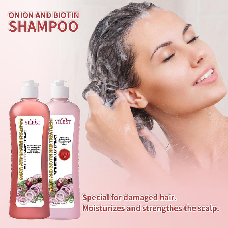 Onion, Rosemary and Biotin Shampoo and Conditioner Set for All Hair Types Makes Hair Stronger, Thicker, Softer and Shinier Hair Moisturizing Conditioner Hair Care Onion Rosemary Moisturizer Cleanser Comfort Clean Moisturizing