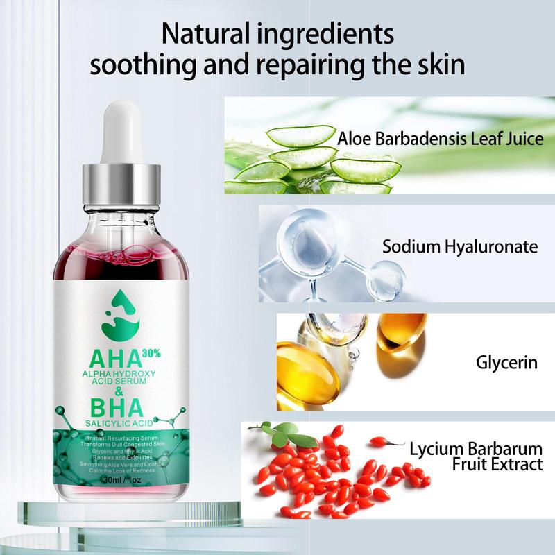 Aha 30% Alpha Hydroxy Acid Serum & Bha 2% Salicylic Acid Serum, Brightening & Firming Facial Essence, Beauty & Personal Care Product for Women & Girls