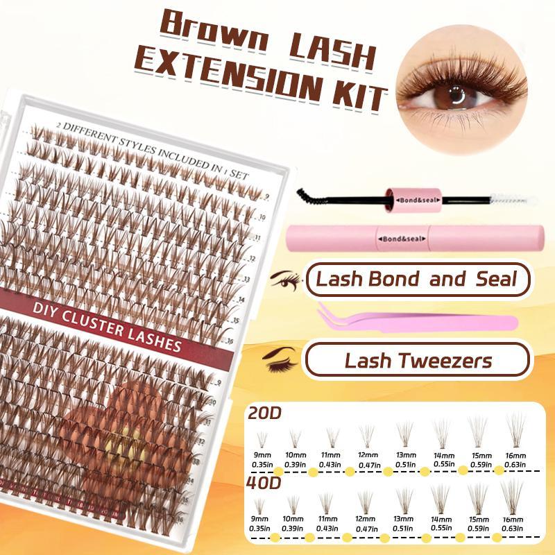 Mixed Length Individual False Eyelashes with Eyelash Glue & Tweezers, 1 Set Natural Look Eyelashes Extensions Kit, Eye Makeup Product for Women, Christmas Gift