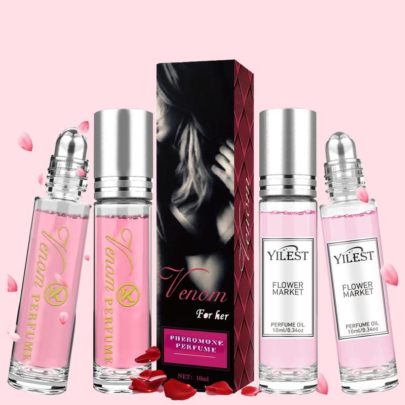 Women's Perfume Oil Set, 4 Counts set Natural Fresh Fragrance, Exquisite Perfume Eau De Toilette, Roller Ball Perfume for Dating and Daily Use, Christmas, Christmas Gift