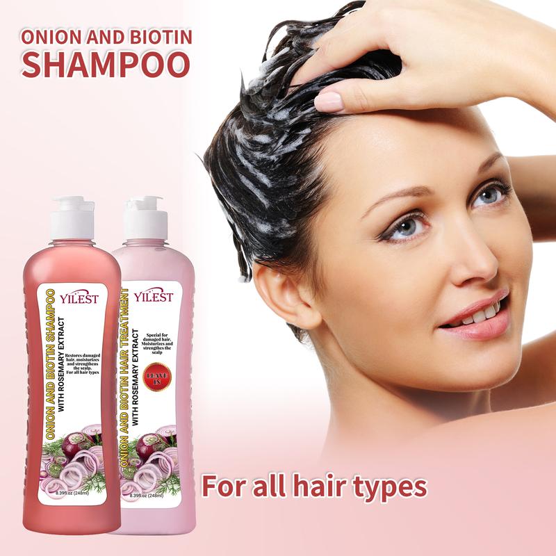 Onion, Rosemary and Biotin Shampoo and Conditioner Set for All Hair Types Makes Hair Stronger, Thicker, Softer and Shinier Hair Moisturizing Conditioner Hair Care Onion Rosemary Moisturizer Cleanser Comfort Clean Moisturizing