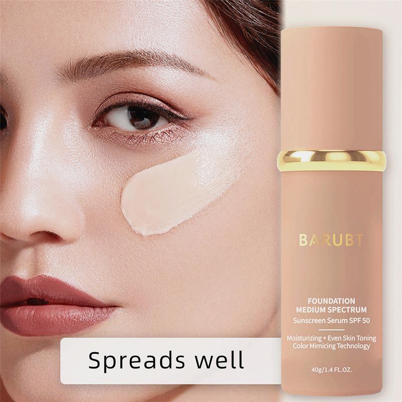 Liquid-Foundation 4 In 1 Medium Spectrum,  Sun Protection,4 in 1 Light Spectrum,Suncreen, 4 in 1 Foundation Sunscreen, Hydrating Medium Full Coverage Concealer with SPF 50+, Skincare