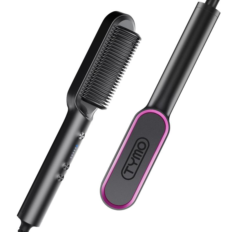 TYMO Ring Hair Straightener Brush, Straightening Iron with Built-in Comb, 20s Fast Heating & 5 Temp Settings & Anti-Scald, Perfect for Professional Salon Result at Home Comfort ty mo pink hairstraightener muk straightener Curler Hair Curler