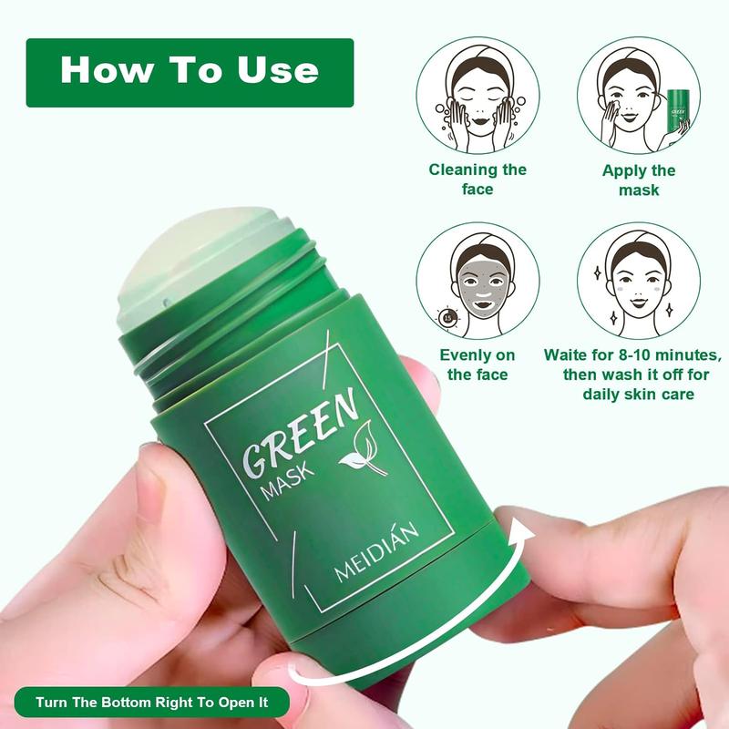 2 Pack Green Clay Mask Stick,Blackhead Remover Mask,Natural Green Tea Extract,Deep Cleanse Green Clay Mask Cleansing Skincare