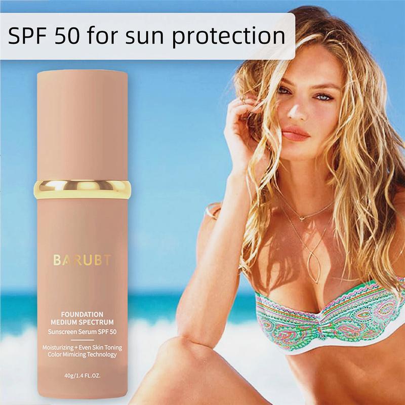 Liquid-Foundation 4 In 1 Medium Spectrum,  Sun Protection,4 in 1 Light Spectrum,Suncreen, 4 in 1 Foundation Sunscreen, Hydrating Medium Full Coverage Concealer with SPF 50+, Skincare