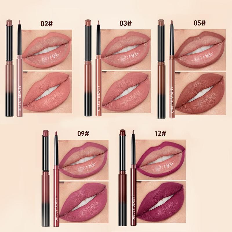 2pcs set Lipstick & Lip Liner, Matte Lipstick, Waterproof Non-stick Cup, Long Lasting Lip Liner, Moisturizing Lip Kit