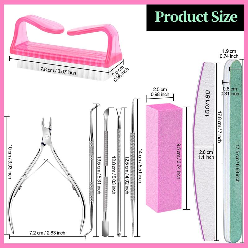 Tool Kit, Nail Files 100 180, Nail Buffer Block, Cuticle Nippers, Cuticle Trimmer, Pusher, Nail Lifter Manicure for Ingrown Toenails