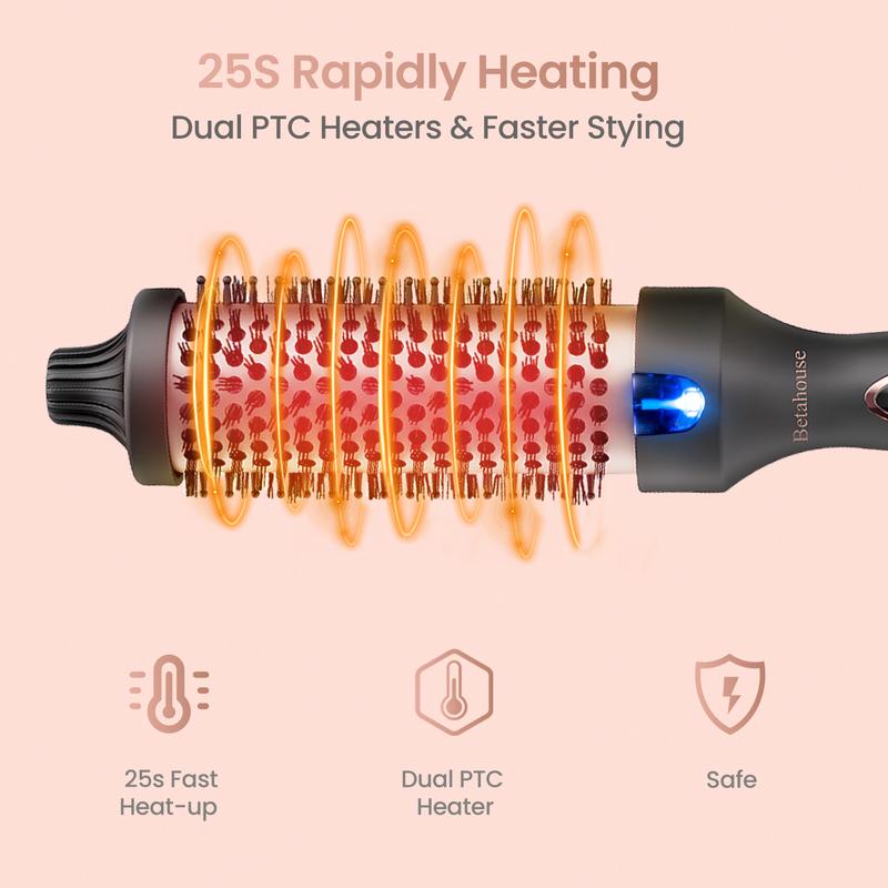 Betahouse Thermal Brush Curling Iron, Heated Round Straightening Curly style, 1.5 Inch 9 Heat Temps Hot Ionic Hair Curler beauty tools Adjustable Temperature straightening bristle brush curling hair iron