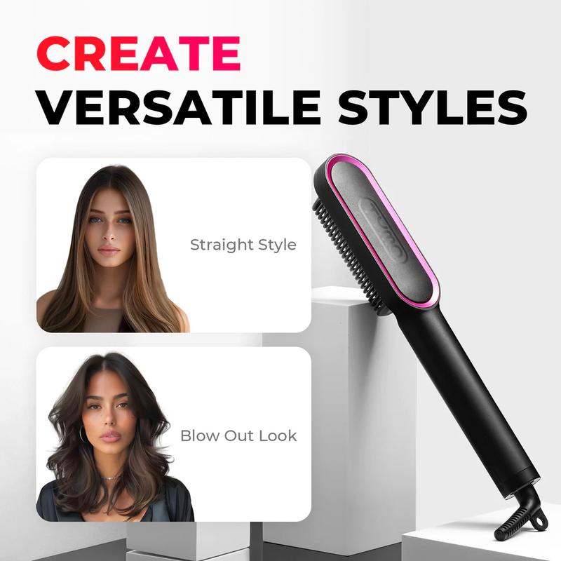 TYMO Ring Hair Straightener Brush, Straightening Iron with Built-in Comb, 20s Fast Heating & 5 Temp Settings & Anti-Scald, Perfect for Professional Salon Result at Home Comfort ty mo pink hairstraightener muk straightener Curler Hair Curler