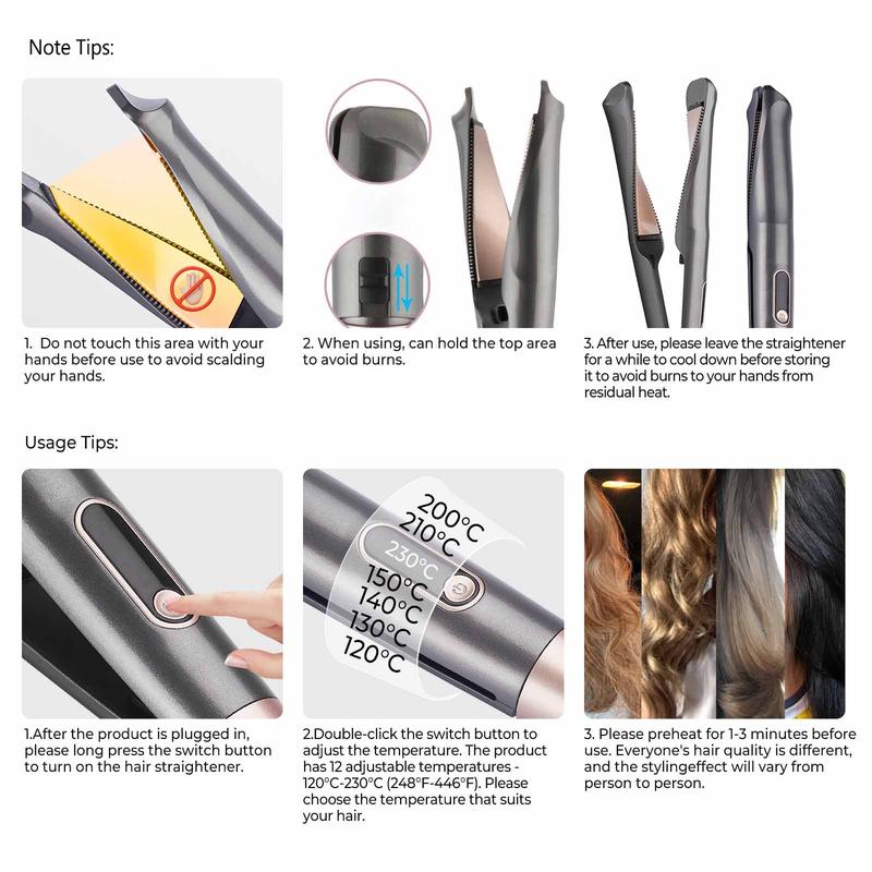 2 in 1 Hair Straightener & Curler, Professional Hair Straightening Iron, Hair Styling Tool for Home & Travel, Hairdressing Tool for Women & Girls