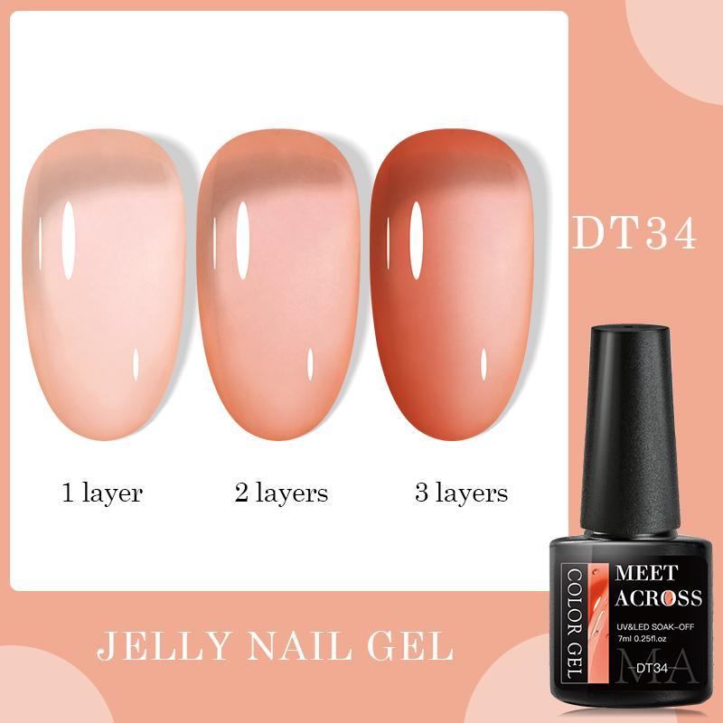 6 Color Jelly Gel Nail Polish, 6 Counts set Soak Off Nail Art Gel, Nail Art Gel for Women & Girls