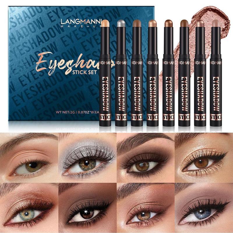 Long Lasting Eyeshadow Stick, 8pcs Waterproof Eyeshadow Pen, Eye Makeup Product for Women & Girls, Christmas Gift