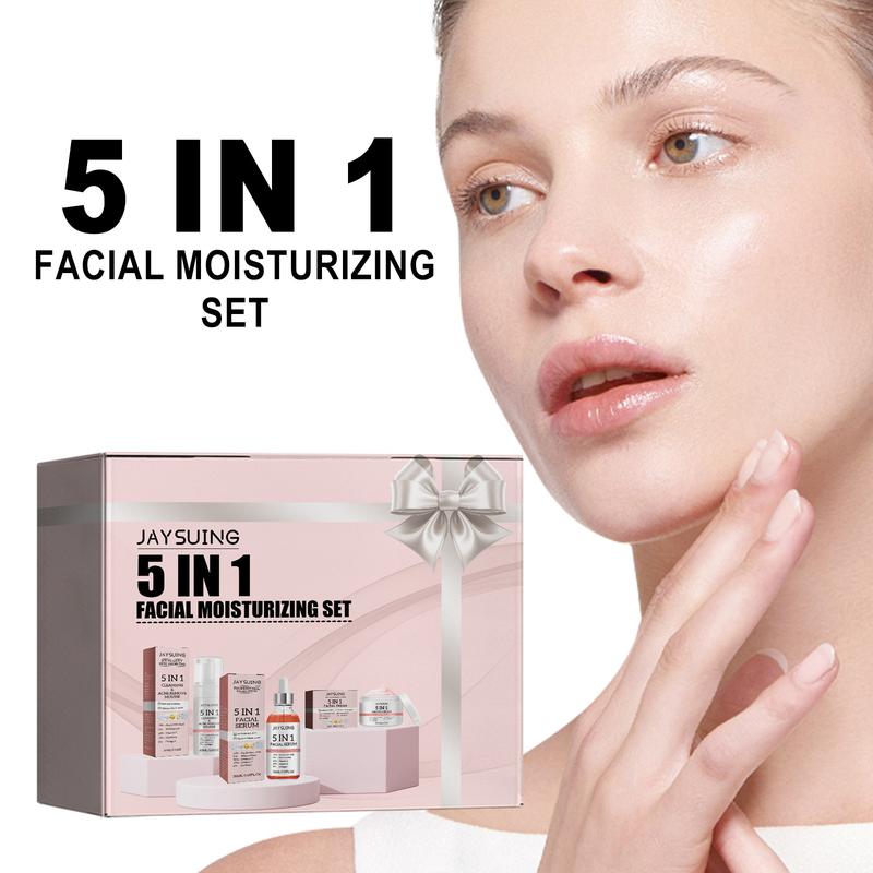 Jaysuing 5-in-1 Hyaluronic Acid Facial Moisturizing Set Hydrates, Moisturizes & Firms Skin Hyaluronic Acid Firming Face Serum  Vitamins