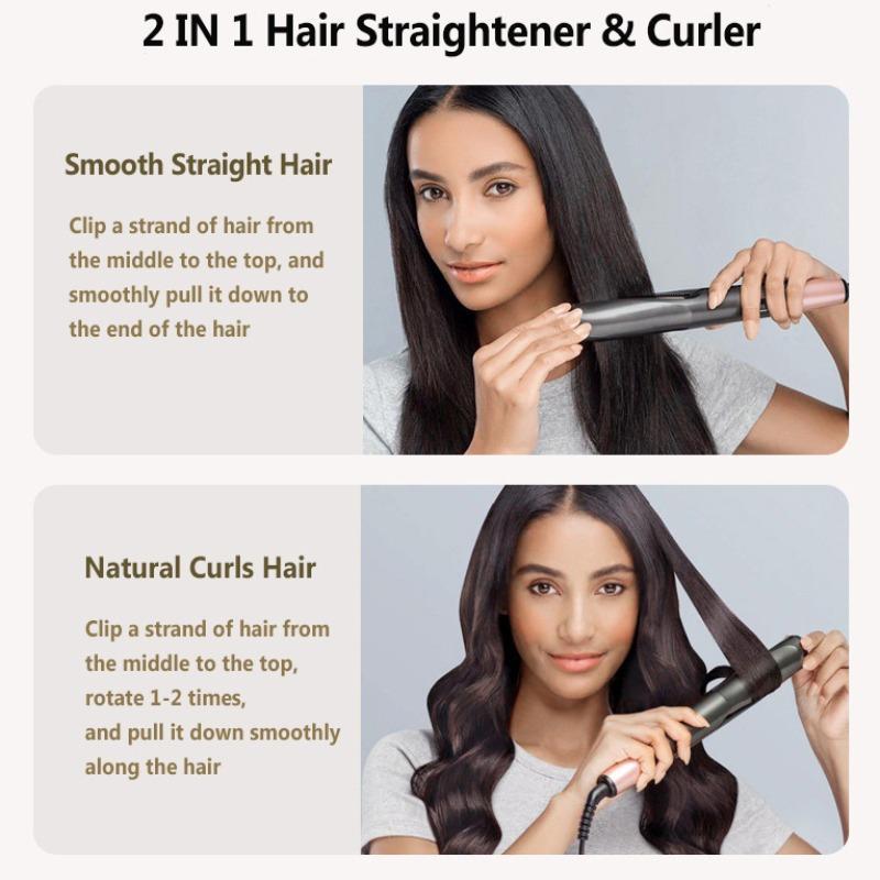 2 in 1 Hair Straightener & Curler, Professional Hair Straightening Iron, Hair Styling Tool for Home & Travel, Hairdressing Tool for Women & Girls