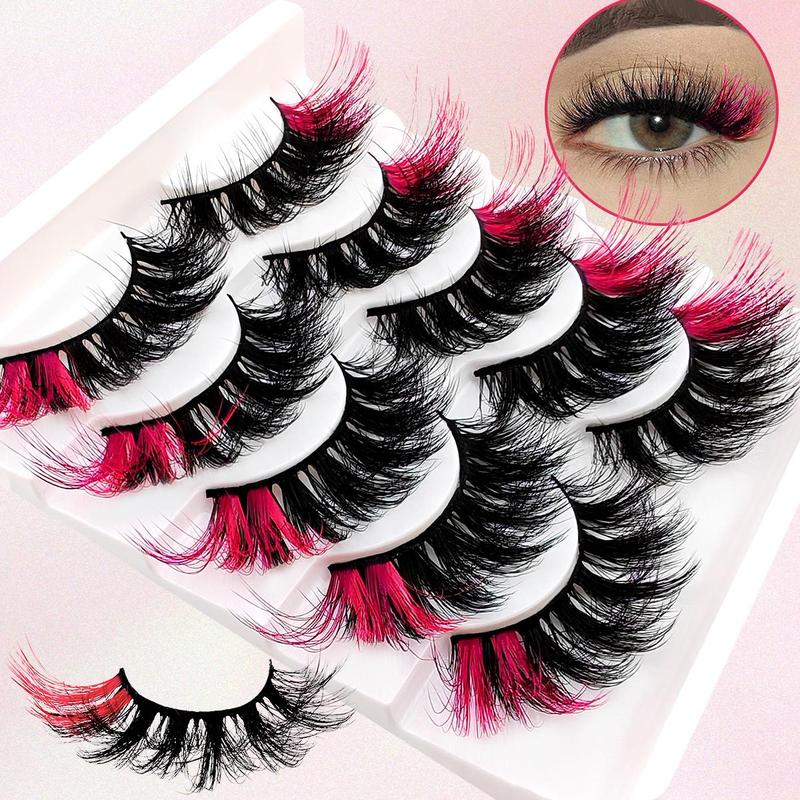 Wispy Cat Eye Look Faux Cluster Lashes, 5 Pairs Natural Curling Eye Makeup Strip Lashes, Volumized False Eyelashes for Women & Girls Eye Makeup Enhancement