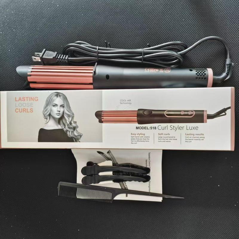 Curling Tong, 1 Count Hair Curling Iron with 5 Temperatures, Hair Straightener, Portable Hair Styling Tool for Home & Travel Use