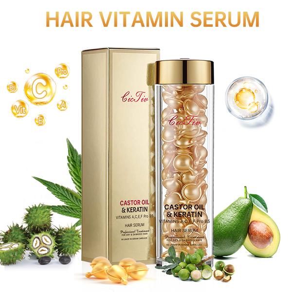 Natural hair vitamin, Premium Hair Treatment Serum, No Rinse, with Castor Oil, Keratin, Argan Macadamia Avocado Oils - Vitamins A C E Pro B5, Conditioner for Women & Men, healthy hair Haircare