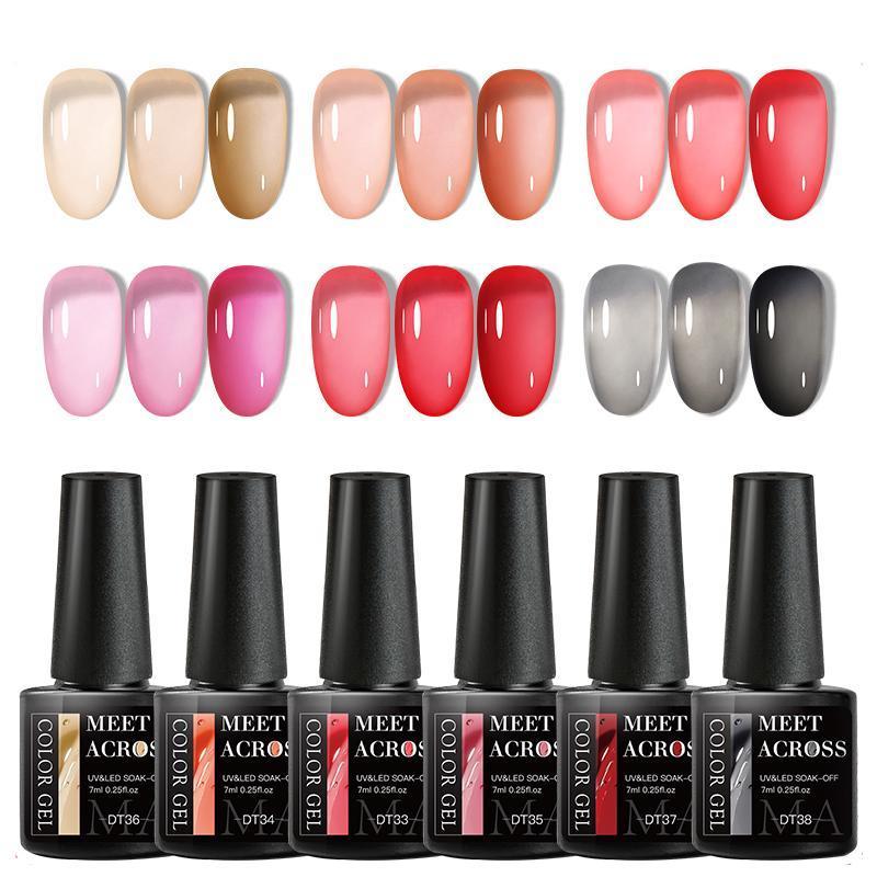 6 Color Jelly Gel Nail Polish, 6 Counts set Soak Off Nail Art Gel, Nail Art Gel for Women & Girls