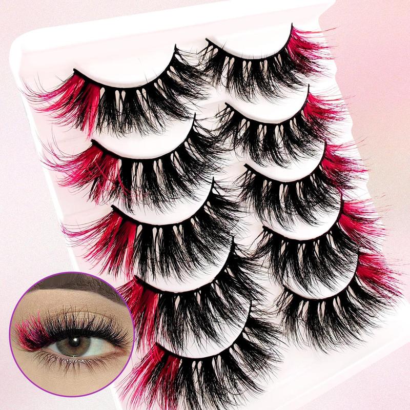 Wispy Cat Eye Look Faux Cluster Lashes, 5 Pairs Natural Curling Eye Makeup Strip Lashes, Volumized False Eyelashes for Women & Girls Eye Makeup Enhancement