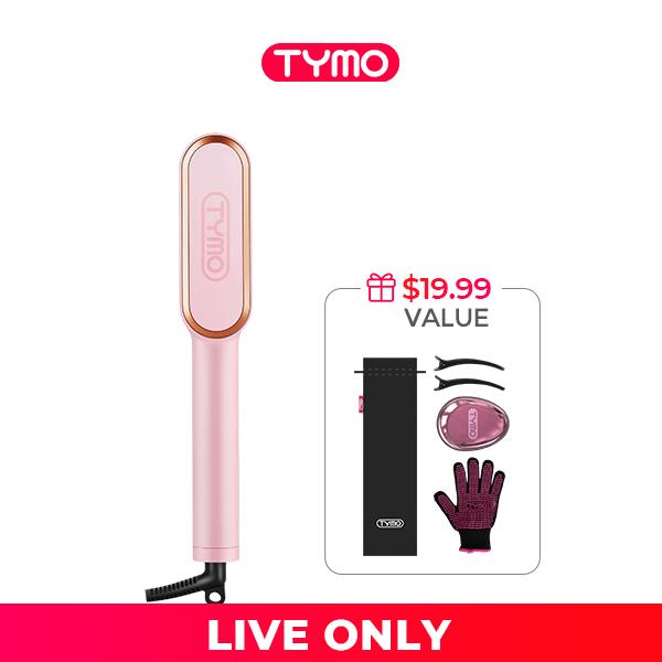 TYMO Ring Hair Straightener Brush, Straightening Iron with Built-in Comb, 20s Fast Heating & 5 Temp Settings & Anti-Scald, Perfect for Professional Salon Result at Home Comfort ty mo pink hairstraightener muk straightener Curler Hair Curler