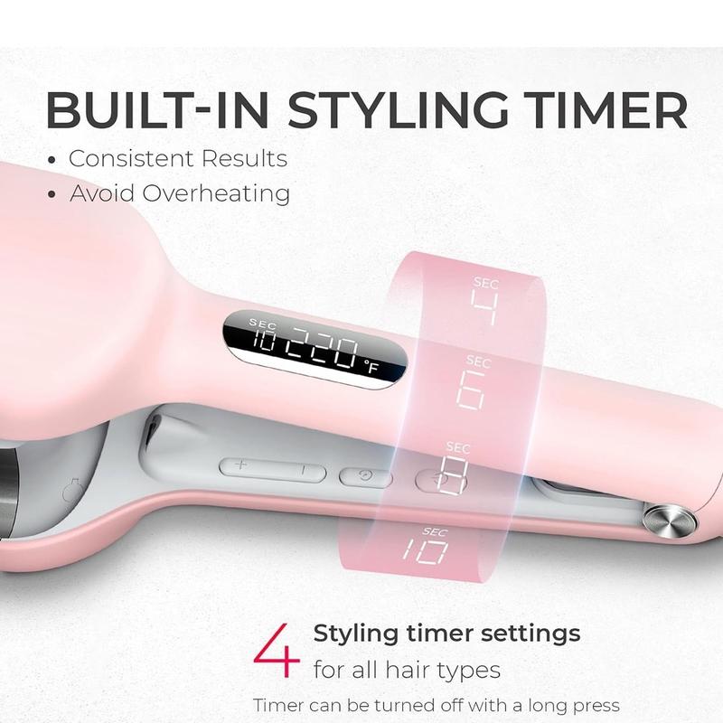 TYMO ROVY Deep Wave Curling Iron - Fast & Stable Heating with Adjustable Temperature and Timer Settings - Curler