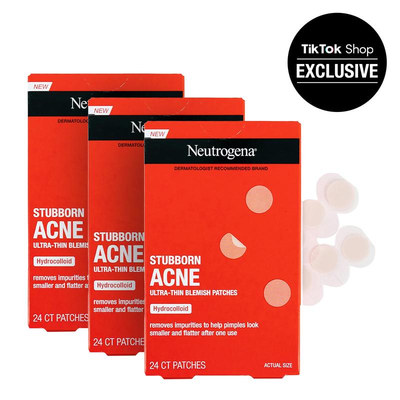 Neutrogena Stubborn Acne Ultra-Thin Blemish Patches with Hydrocolloid (3pk, 72 count) Skincare Facial