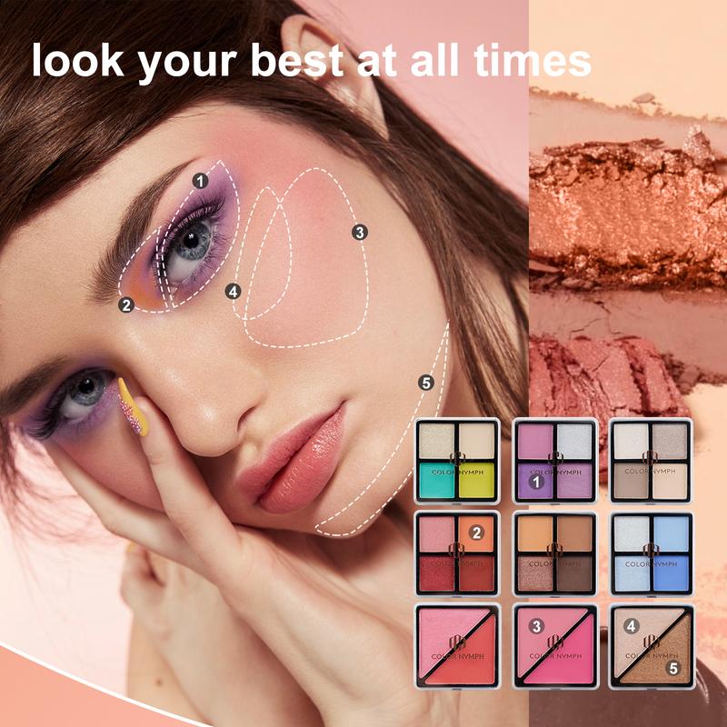 Color Nymph Beginner Makeup Kit for Girls - Perfect Gift Set for Teens with Train Case, Eyeshadow Palette, Blush, Bronzer, Highlighter, Lipstick, Brushes, and Mirror - Complete Starter Makeup Collection