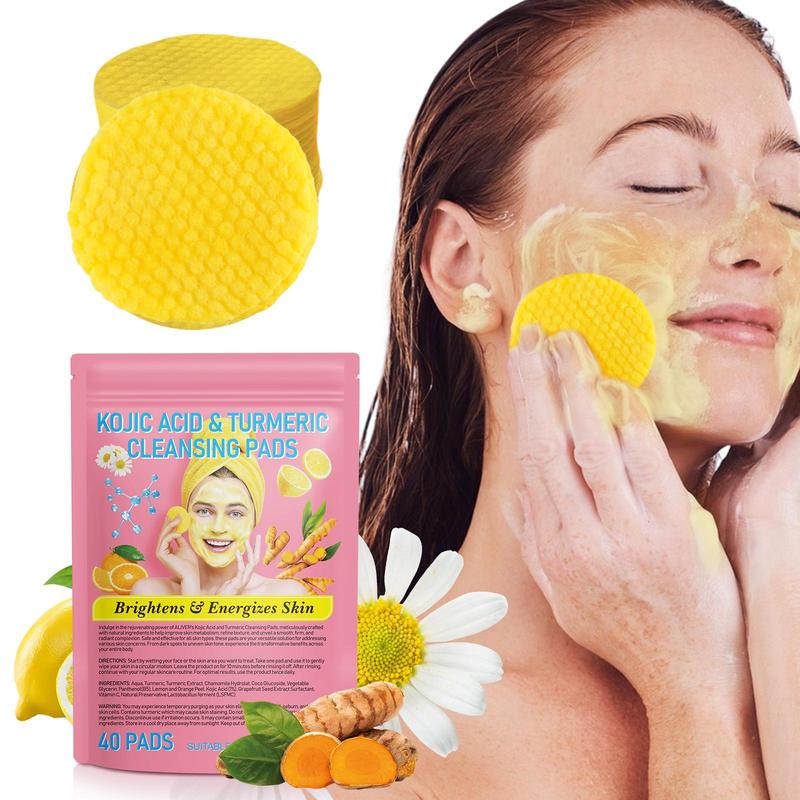 ALIVER Curcumin Turmeric Cleansing Cotton Pads, 3 Packs, Cleansing Face, Exfoliating, Easy To Carry, Facial Luster, Facial Radiance, Suitable for All Skin Types, After The Use Of Cream in The Application Of The Effect Is Better