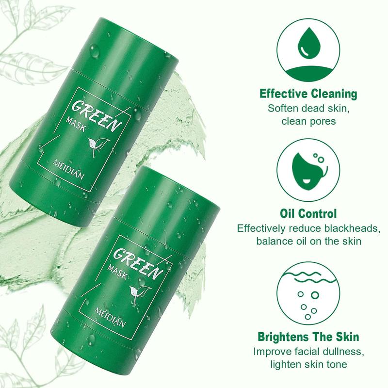 2 Pack Green Clay Mask Stick,Blackhead Remover Mask,Natural Green Tea Extract,Deep Cleanse Green Clay Mask Cleansing Skincare