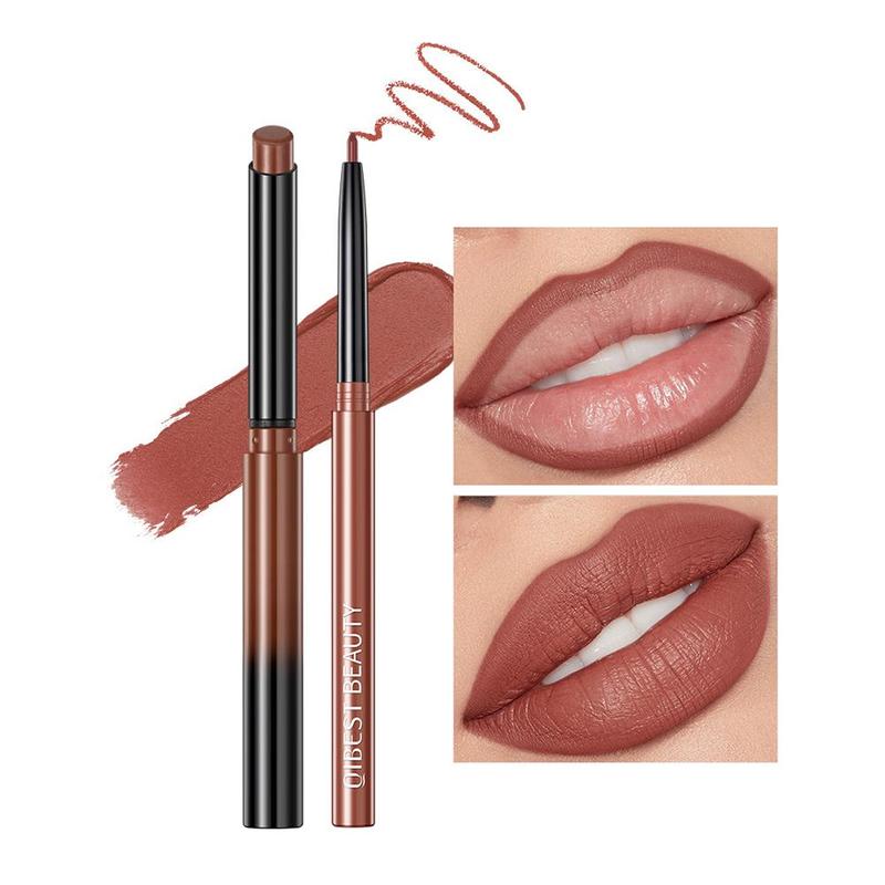 2pcs set Lipstick & Lip Liner, Matte Lipstick, Waterproof Non-stick Cup, Long Lasting Lip Liner, Moisturizing Lip Kit