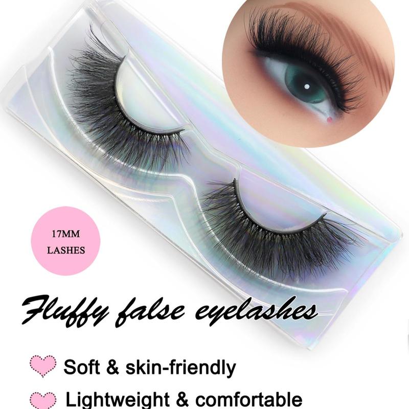 1 Pair Natural Thick False Eyelashes, Fluffy Curly Faux Lashes, Professional Makeup Tool For Women