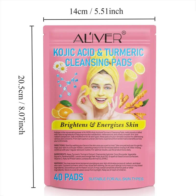 ALIVER Curcumin Turmeric Cleansing Cotton Pads, 3 Packs, Cleansing Face, Exfoliating, Easy To Carry, Facial Luster, Facial Radiance, Suitable for All Skin Types, After The Use Of Cream in The Application Of The Effect Is Better