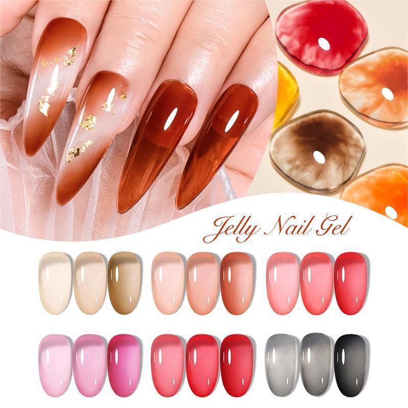 6 Color Jelly Gel Nail Polish, 6 Counts set Soak Off Nail Art Gel, Nail Art Gel for Women & Girls