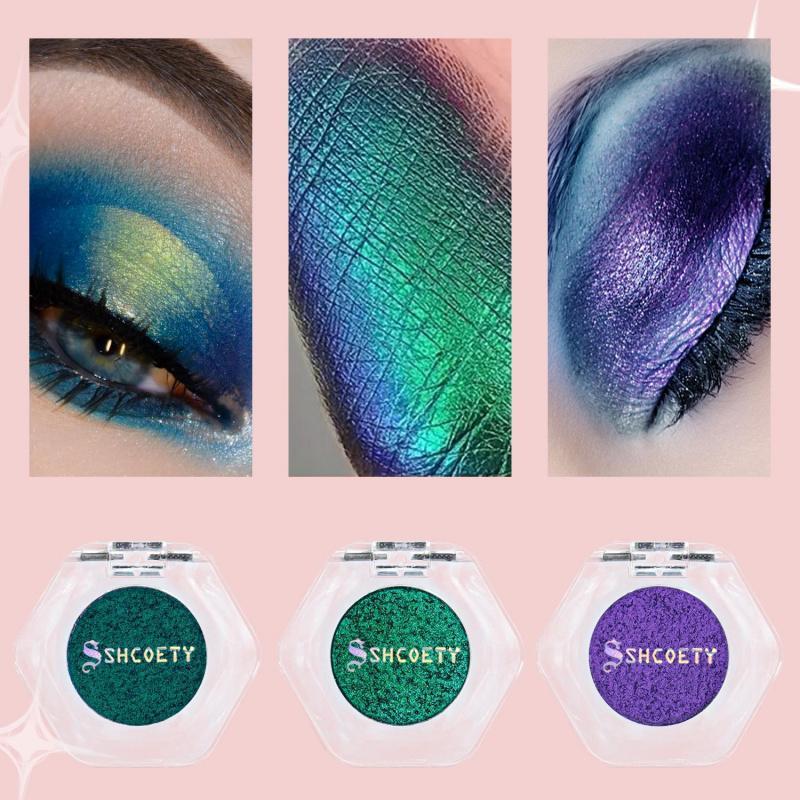 Chameleon Glitter Eyeshadow Powder, 12 Colors Shimmering Highlighter Powder, Long Lasting Shimmering Eye Shadow Powder, Colorful Eye Makeup Products