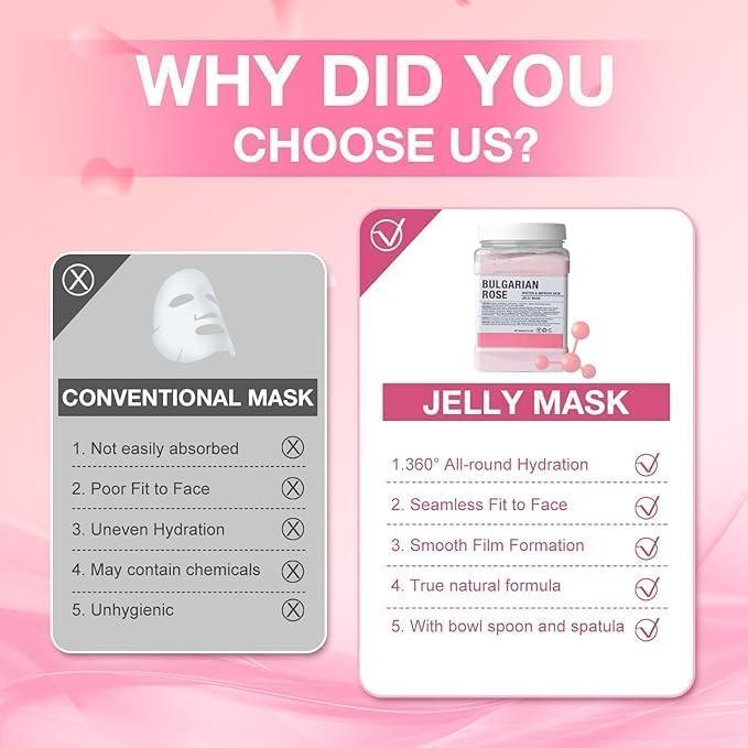 Jelly Mask for Facials Professional Natural Gel Powder Face Masks, Peel Off Rubber Mask Jelly Facial Masks SkinCare, Moisturizing & Hydrating 23 Fl Oz (Bulgarian Rose)