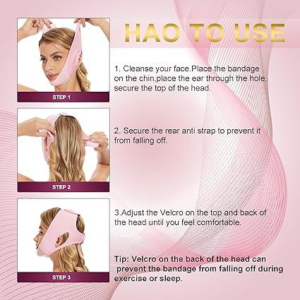 Double Chin Reducer Face Slimming Strap Chin strap for sleeping Jaw Exerciser V Shaped Mask Eliminator Remover Tape Belt for women Anti- Wrinkle Face Mask Lifting Bandage for Shaggy Skin  Skincare Facial Adjustable Comfort