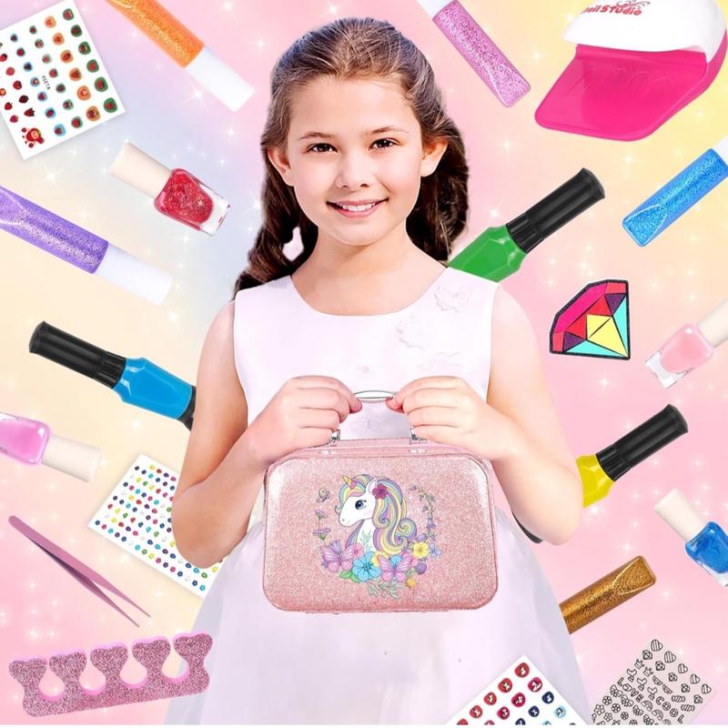 Nail Art Kit for Girls with Nail Dryer & Polish Pen - Non-Toxic Quick Dry Nail Polish Set for Kids - Birthday Christmas Gift