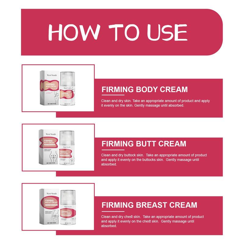 Body & Butt & Breast Firming Cream Set, 3 Counts set Hydrating Lifting Body Butter, Moisturizing Body Care Cream for Women & Men