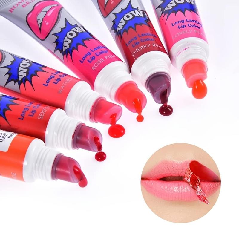 Waterproof Peel Off Lipstick for Music Festival Makeup, 6 Counts set Liquid Lipstick, Waterproof Long Lasting Lip Gloss, Tint Moisturizing Lip Film,Tear Off to Have Natural Lip Tinting, Back To School, Makeup Accessories for Summer Gift