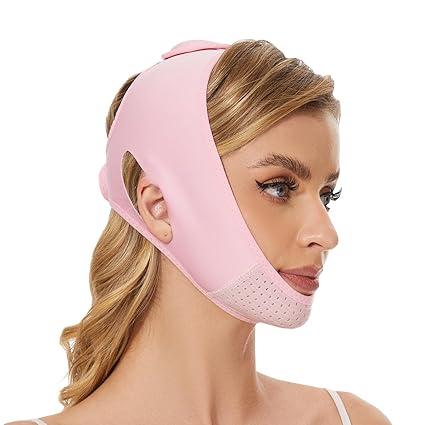 Double Chin Reducer Face Slimming Strap Chin strap for sleeping Jaw Exerciser V Shaped Mask Eliminator Remover Tape Belt for women Anti- Wrinkle Face Mask Lifting Bandage for Shaggy Skin  Skincare Facial Adjustable Comfort