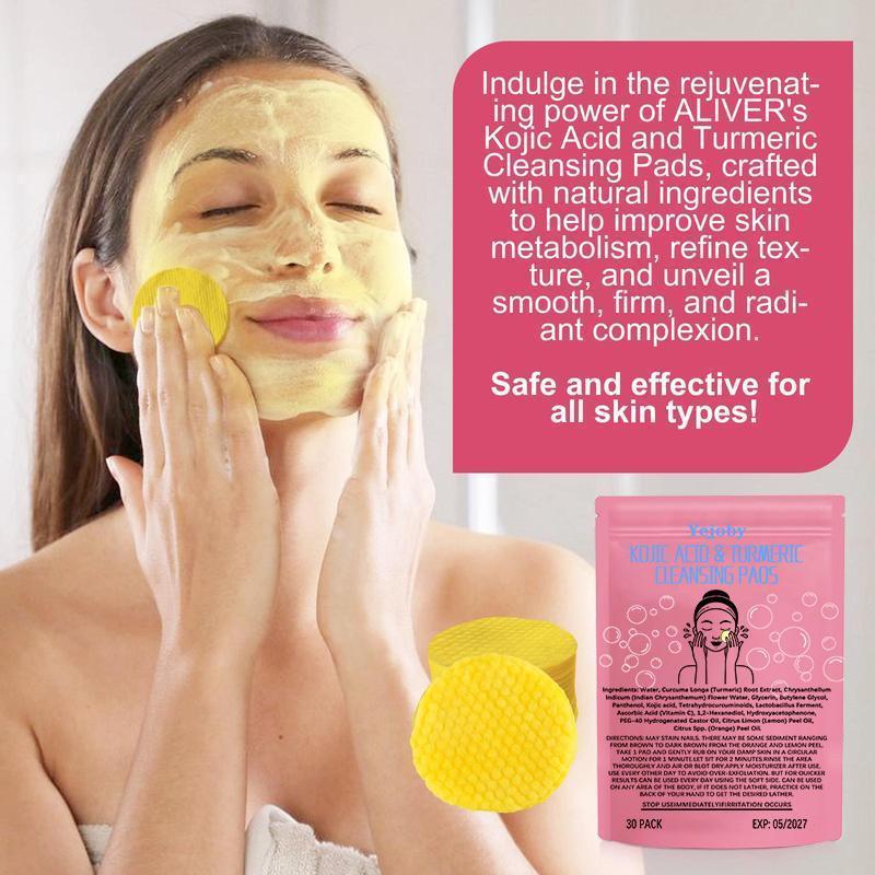 (3 Counts only 23.99$) Turmeric Cleansing Exfoliating Pads Facial Cleansing Skincare Comfort Turmeric & Ginger Cleansing Pads,30pcs Bags Exfoliating Skin Care Pad, Deep Cleansing Facial Skin Care Product for Women & Men