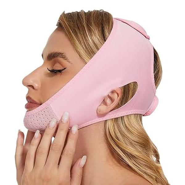 Double Chin Reducer Face Slimming Strap Chin strap for sleeping Jaw Exerciser V Shaped Mask Eliminator Remover Tape Belt for women Anti- Wrinkle Face Mask Lifting Bandage for Shaggy Skin  Skincare Facial Adjustable Comfort