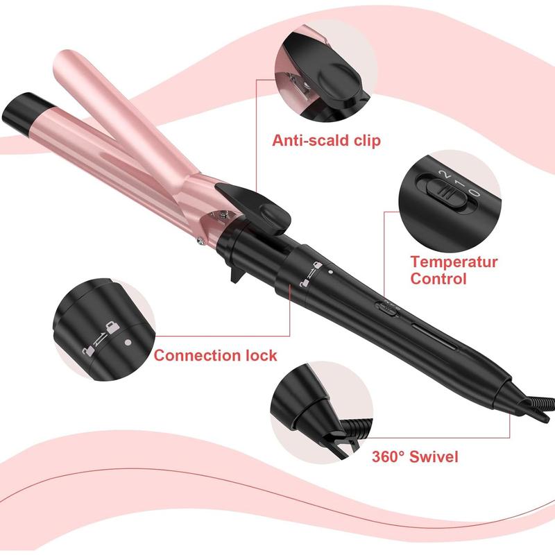 Curling Iron 3 in 1 Barrel Curling Wand Set Curler and Waver(0.75"-1"-1.25"), Dual Voltage Curl Hair Styler Tool for Oval Curling Wand