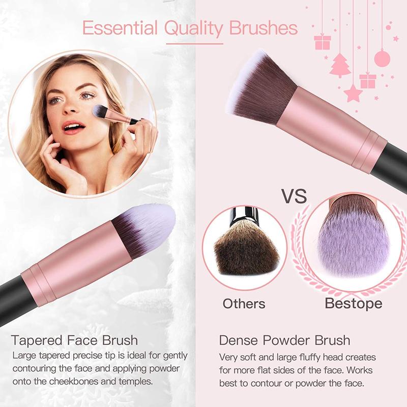 BESTOPE Makeup Brushes 16PCs Makeup Brushes Set with 4PCs Beauty Blender Sponge and 1 Brush Cleaner Premium Synthetic Foundation Brushes Blending Face Powder Eye Shadows Make Up Brushes Tool… Kit Face Brush