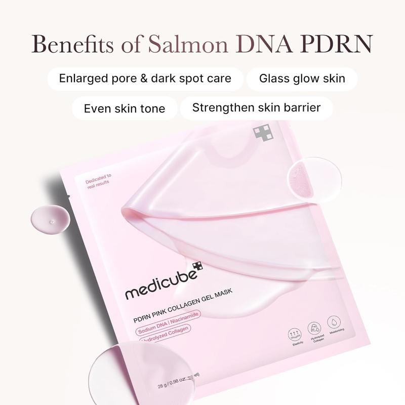 Salmon DNA PDRN pink collagen jelly gel mask | overnight face mask for glass glow skin- elasticity, hydrating, firming and moisturizing | korean skincare, 28g, 4ea