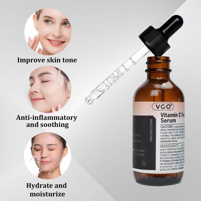 VGO Vitamin C Facial Serum Essence,30ml  60ml Skincare Cleanser-B3 Skin care cream Cleanser Daily Gentle Facial Wash Cleansing Comfort Skin Repair