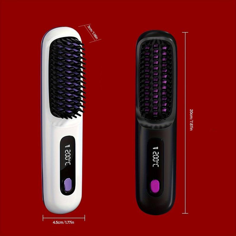 Portable Wireless Hair Straightener Comb, USB Rechargeable Hair Straightening & Curling Comb, Lightweight Hair Straightening Tool for Travel & Home Use