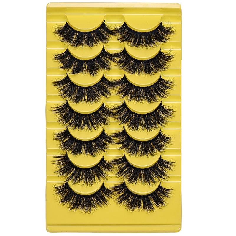 Fluffy Dramatic False Eyelashes, 7 Pairs 3D Thick Faux Cluster Lashes for Eyelash Extensions, Natural Curling Full Volume Fake Eyelash for Lashes Extensions